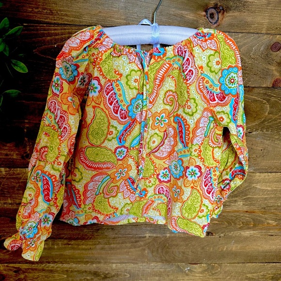 Other - 70s inspired girls boho floral paisley peasant blouse size 6